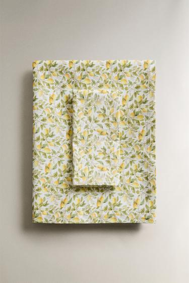 RESIN-COATED COTTON TABLECLOTH WITH LEMON PRINT - Greens by Zara