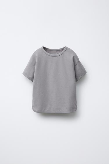 Zara BASIC TRIM T-SHIRT - Gray - Image 0