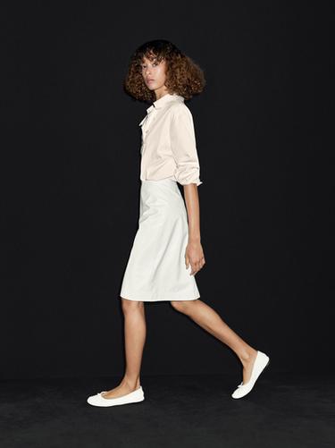 Falda midi piel napa - Blanco de Zara