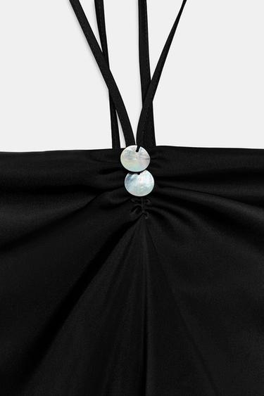 SATIN HALTER NECK TOP - Black by Zara - Image 4