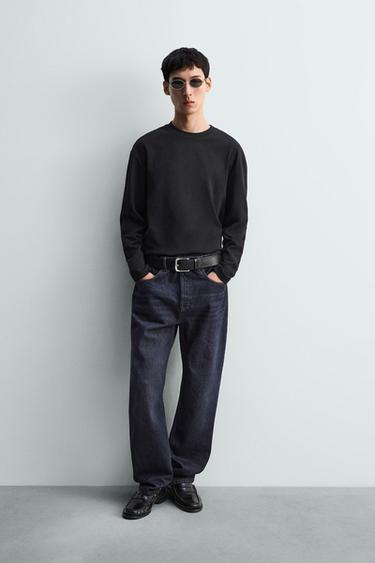 INTERLOCK LONG SLEEVE T-SHIRT - Black by Zara