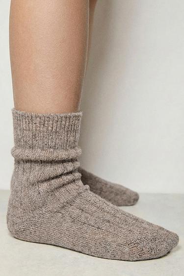 2-PACK OF LONG RIBBED SOCKS - Burgundy by Zara