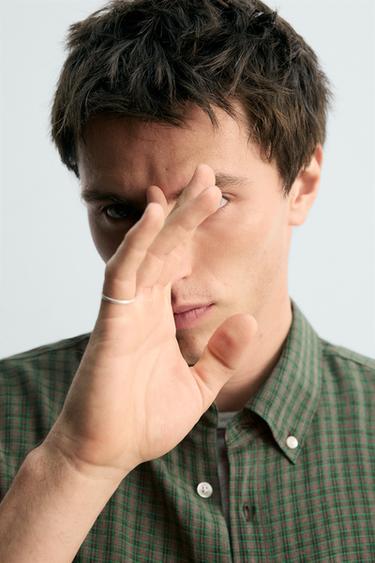 REGULAR FIT CHECK SHIRT - Brown / Green by Zara - Image 6