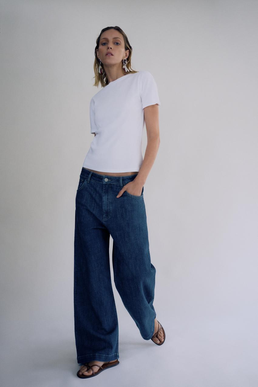 RELAXED MID WAIST JEANS ZW COLLECTION - Blue | ZARA United States 
