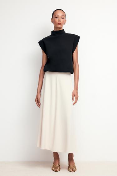 CREPE MIDI SKIRT - Ecru by Zara