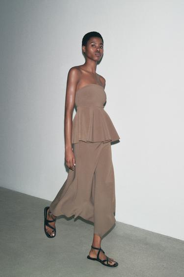 CREPE STRAPLESS TOP - Brown / Taupe by Zara - Image 7