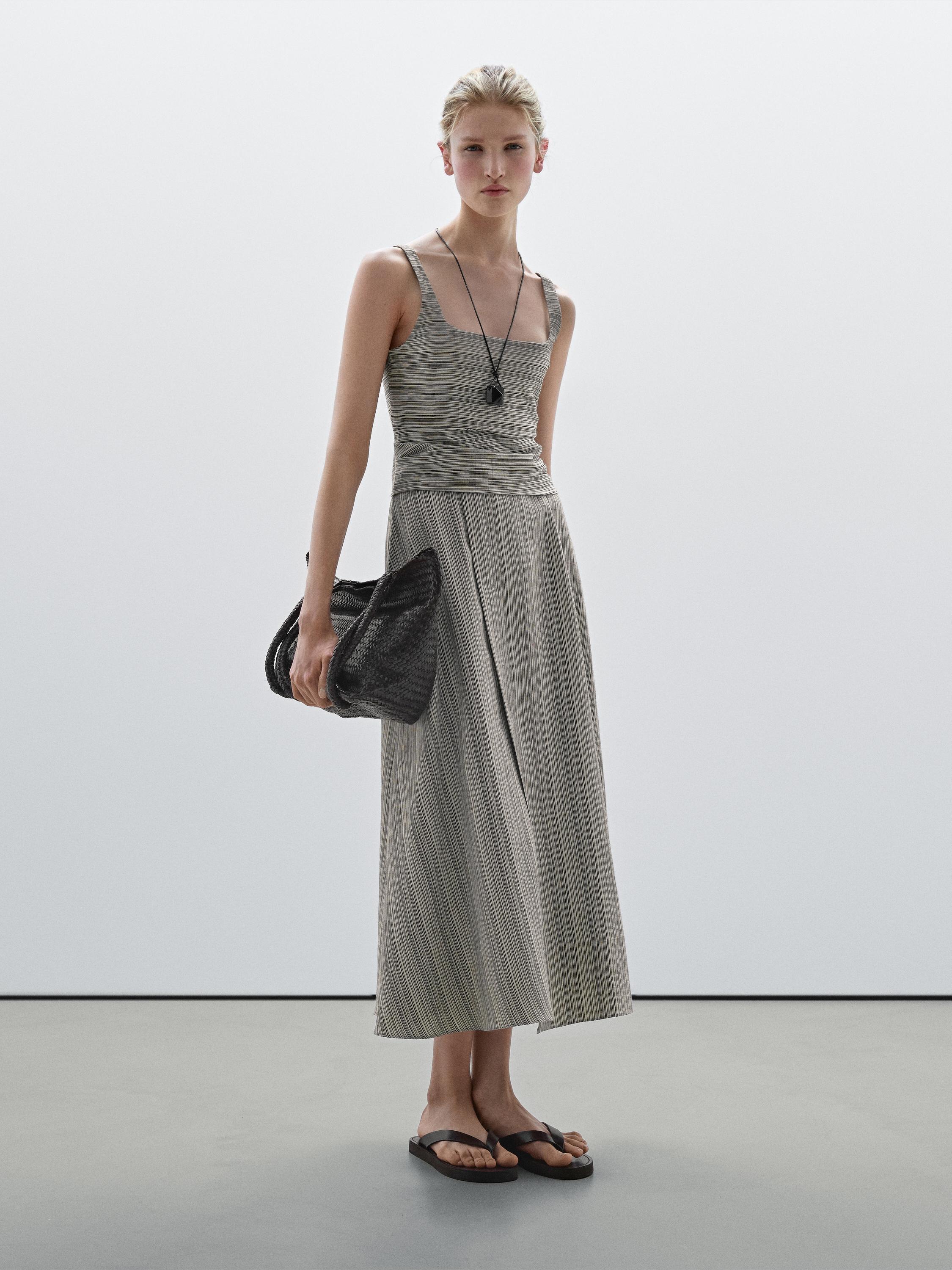 Robe midi ample à rayures