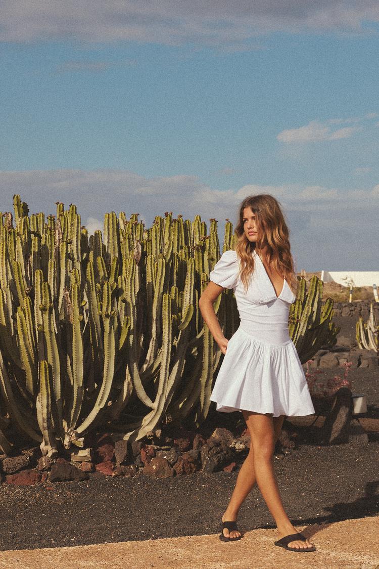 Vestito Corto Abito Colletto Bianco Abito Da Sposa Con Colletto