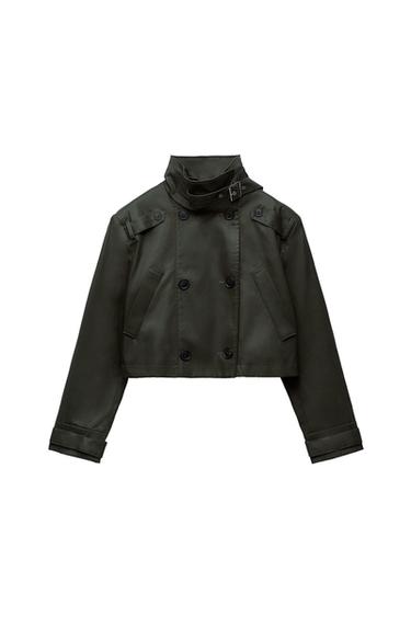 CROPPED WAXED TRENCH COAT