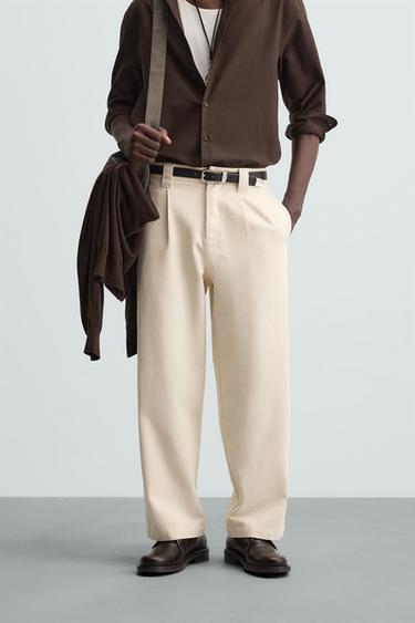 PANTALÓN STRAIGHT FIT PLIEGUES - Crudo de Zara