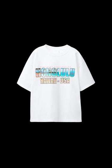 Zara HONOLULU SURF PRINT T-SHIRT - White - Image 0