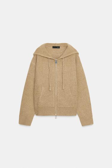 SWEAT EN MAILLE À CAPUCHE - Marron clair de Zara - Image 4