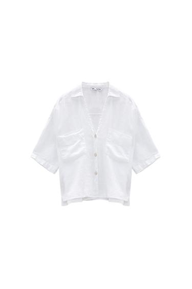 CROPPED LINEN SHIRT