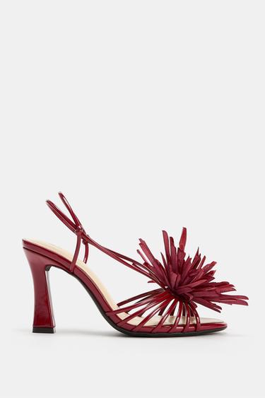 SANDALES À TALONS FLEUR - Bordeaux de Zara