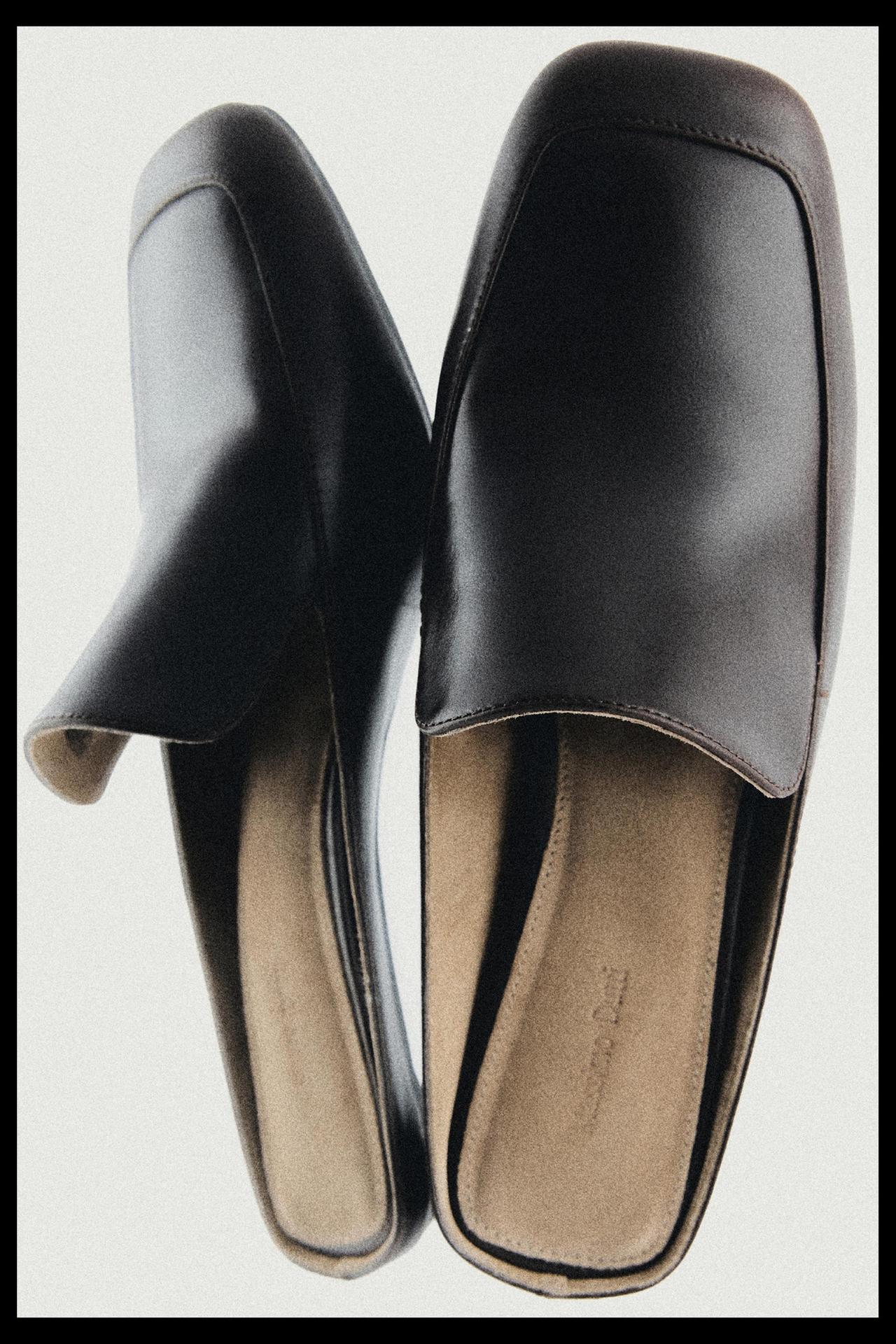 Heeled leather canvas loafer — Brown