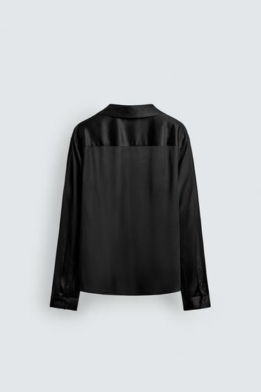 CHEMISE POLO FLUIDE À LACET - Noir de Zara - Image 8