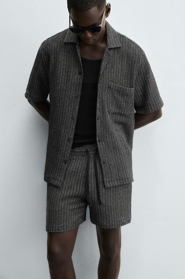 TEXTURED JACQUARD SHIRT - Navy blue by Zara - Image 4