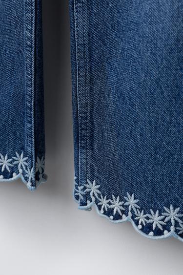EMBROIDERED STRAIGHT-LEG DENIM TROUSERS - Blue by Zara - Image 2