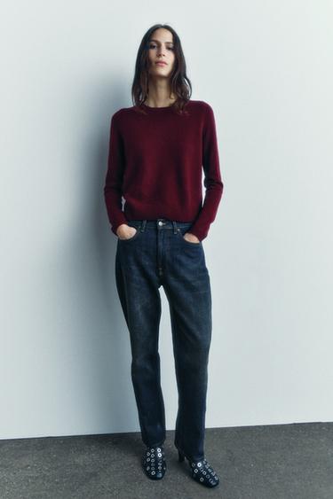 JERSEY 100% LANA PUNTO LISO - Granate de Zara