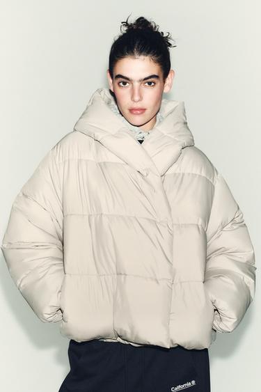 WATER-REPELLENT QUILTED HOODIE ANORAK - Beige by Zara