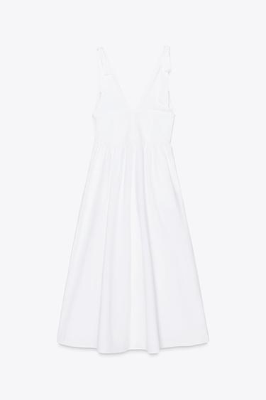 POPLIN MIDI DRESS WITH TIES - White by Zara - Image 2