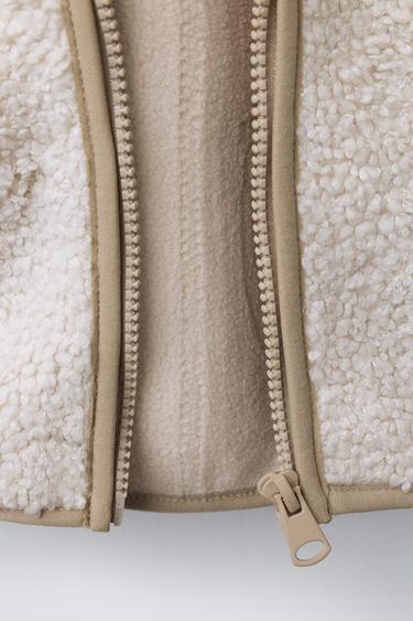 FAUX SHEARLING JACKET WITH HOOD - Ecru by Zara - Image 7