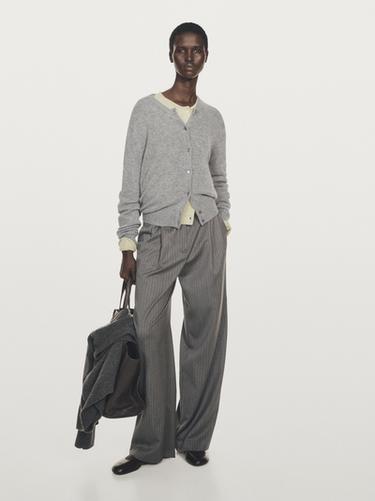 Zara Knit 100% cashmere crew neck cardigan - Mid-gray - Image 0