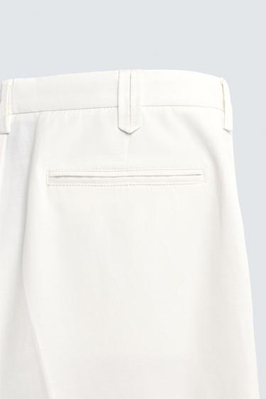 REGULAR FIT VISCOSE/COTTON TROUSERS - Oyster-white by Zara - Image 8