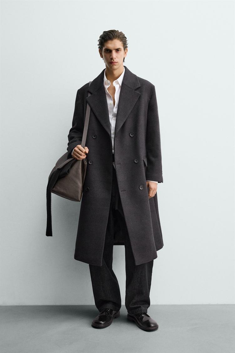 ZARA CHECKED DOUBLE-BREASTED COAT