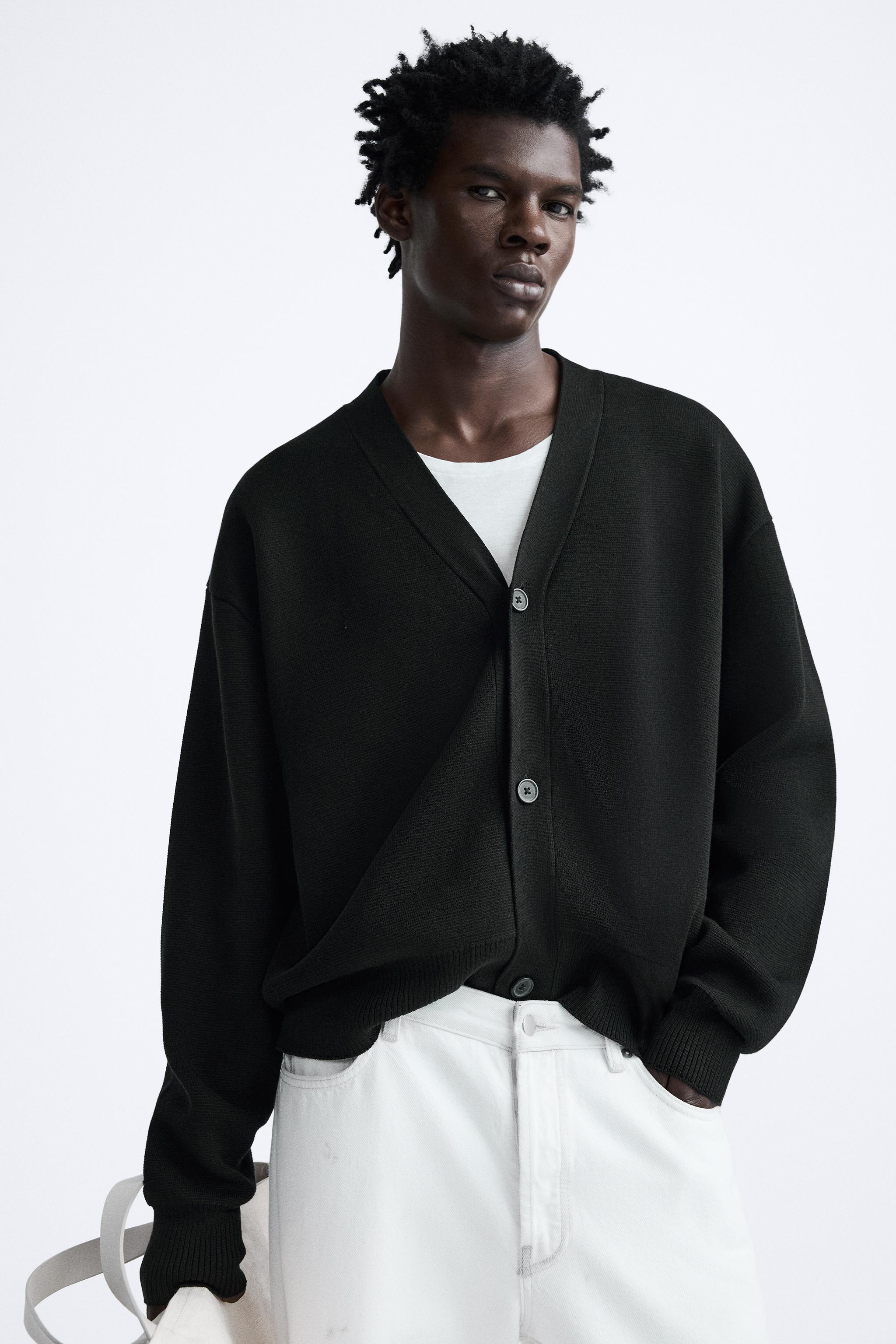 OVERSIZED TEXTURED CARDIGAN Black ZARA UAE Dubai Sharjah