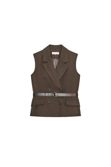 BELTED WAISTCOAT - brown vigore by Zara