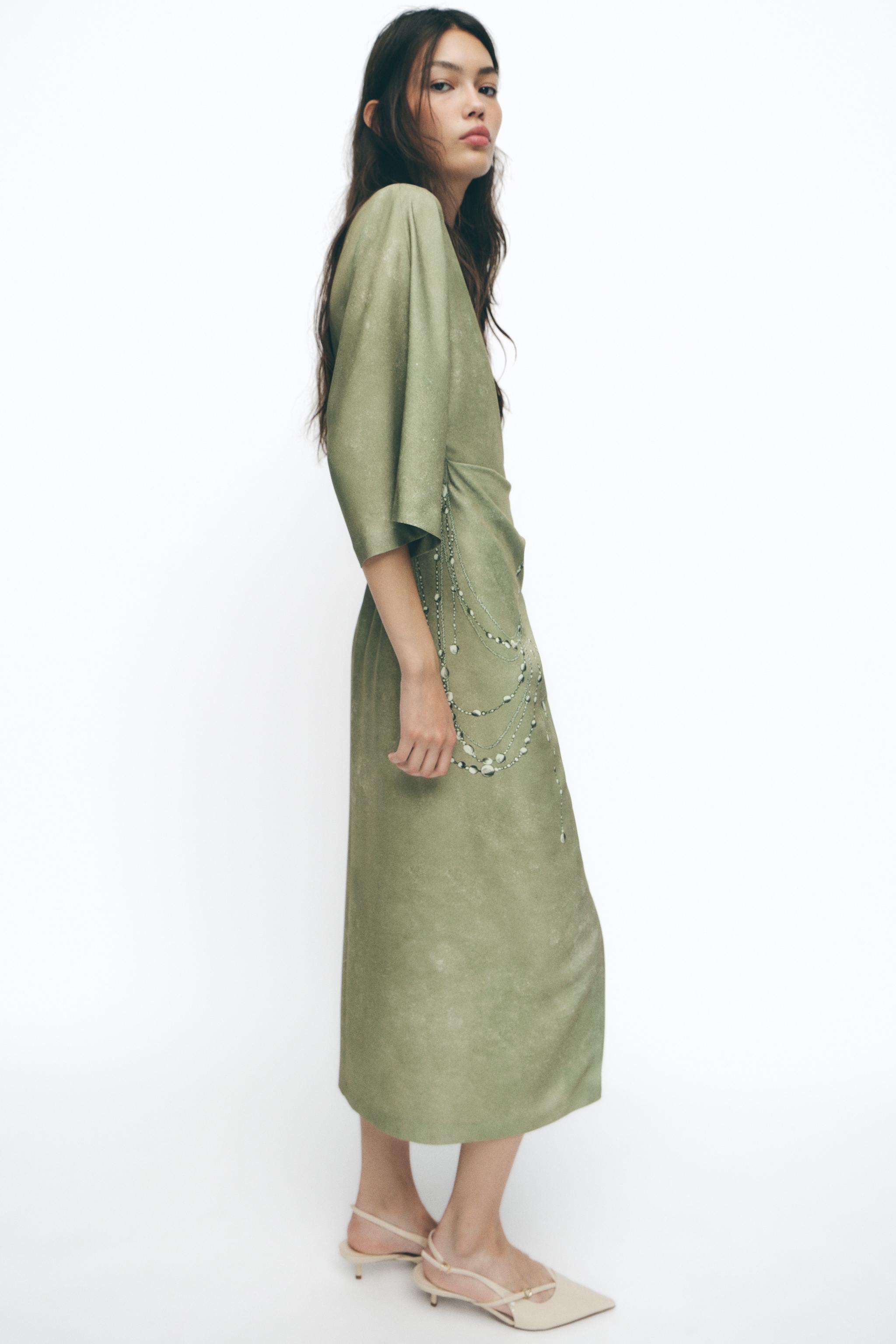 【ZARA】チェーンプリント柄ミディ丈ワンピース 2333/113/330 ZARA】プリント ミディワンピース 5029/076/330 (ZARA