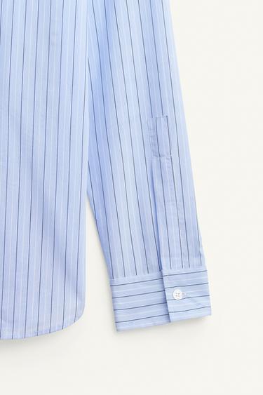 CHEMISE À RAYURES COL EN CONTRASTE ÉDITION LIMITÉE - Bleu de Zara - Image 7