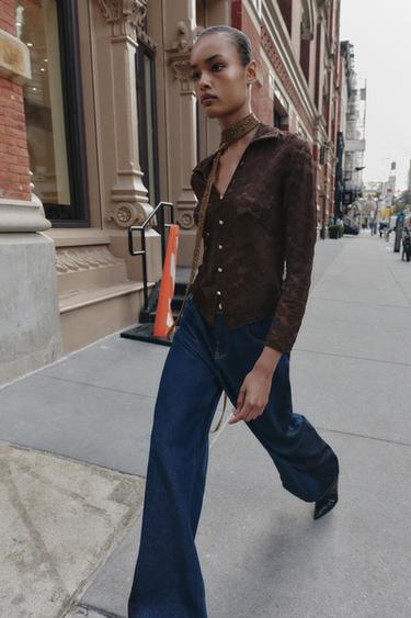 POINTELLE TOP - Brown by Zara