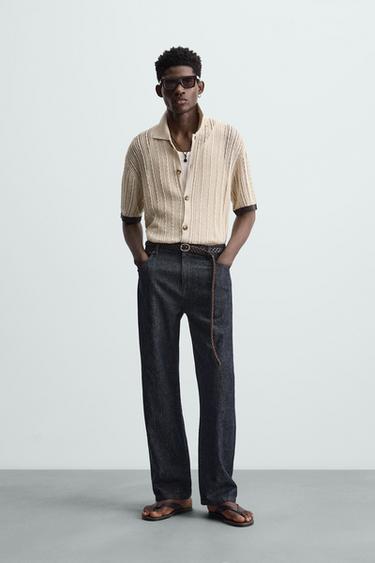 CAMISA PUNTO CALADOS - Beige de Zara - Imagen 0