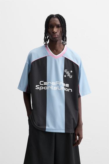 CAMISETA FÚTBOL RETRO - Celeste de Zara