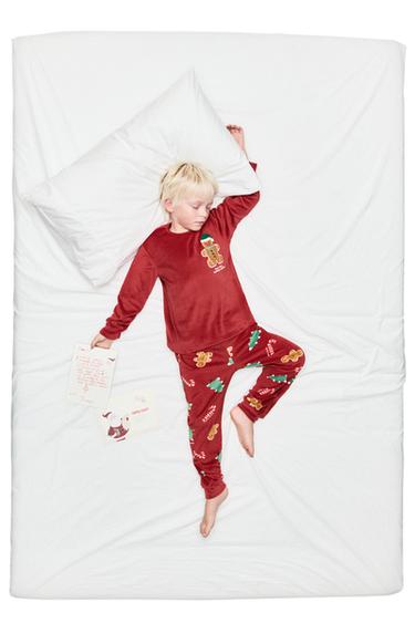 AGES 2-6 / VELOUR COOKIE PATCH PYJAMAS - Red by Zara