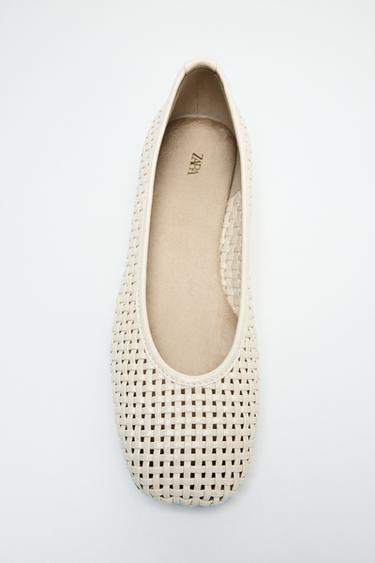 BRAIDED TOP BALLET FLATS - Ecru White by Zara