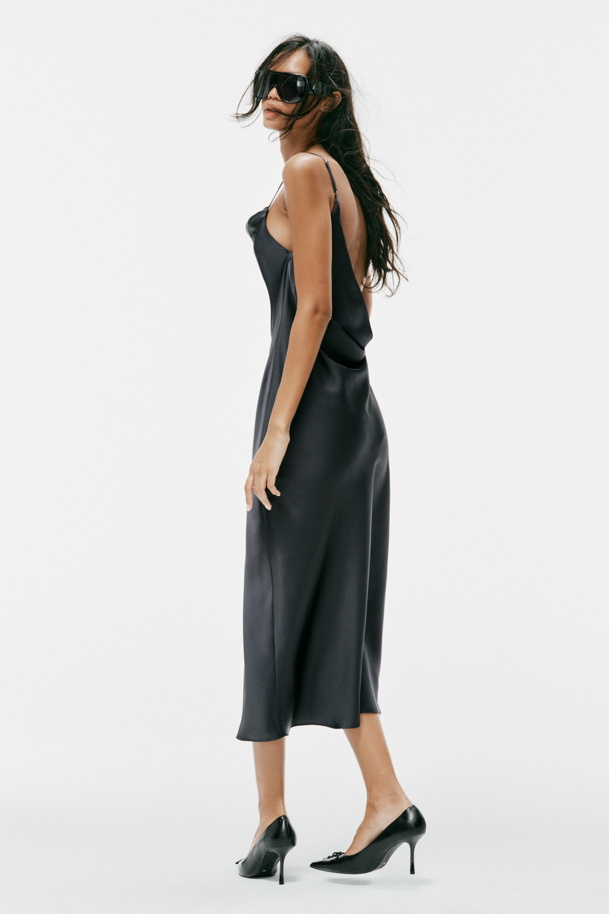 DRAPED SATIN MIDI DRESS