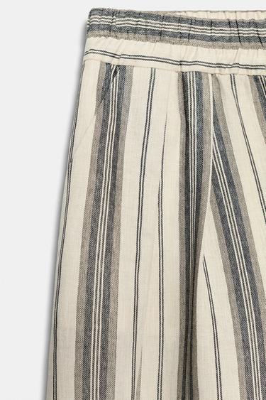 PANTALON STYLE PYJAMA À RAYURES ZW COLLECTION - Écru / Noir de Zara - Image 8