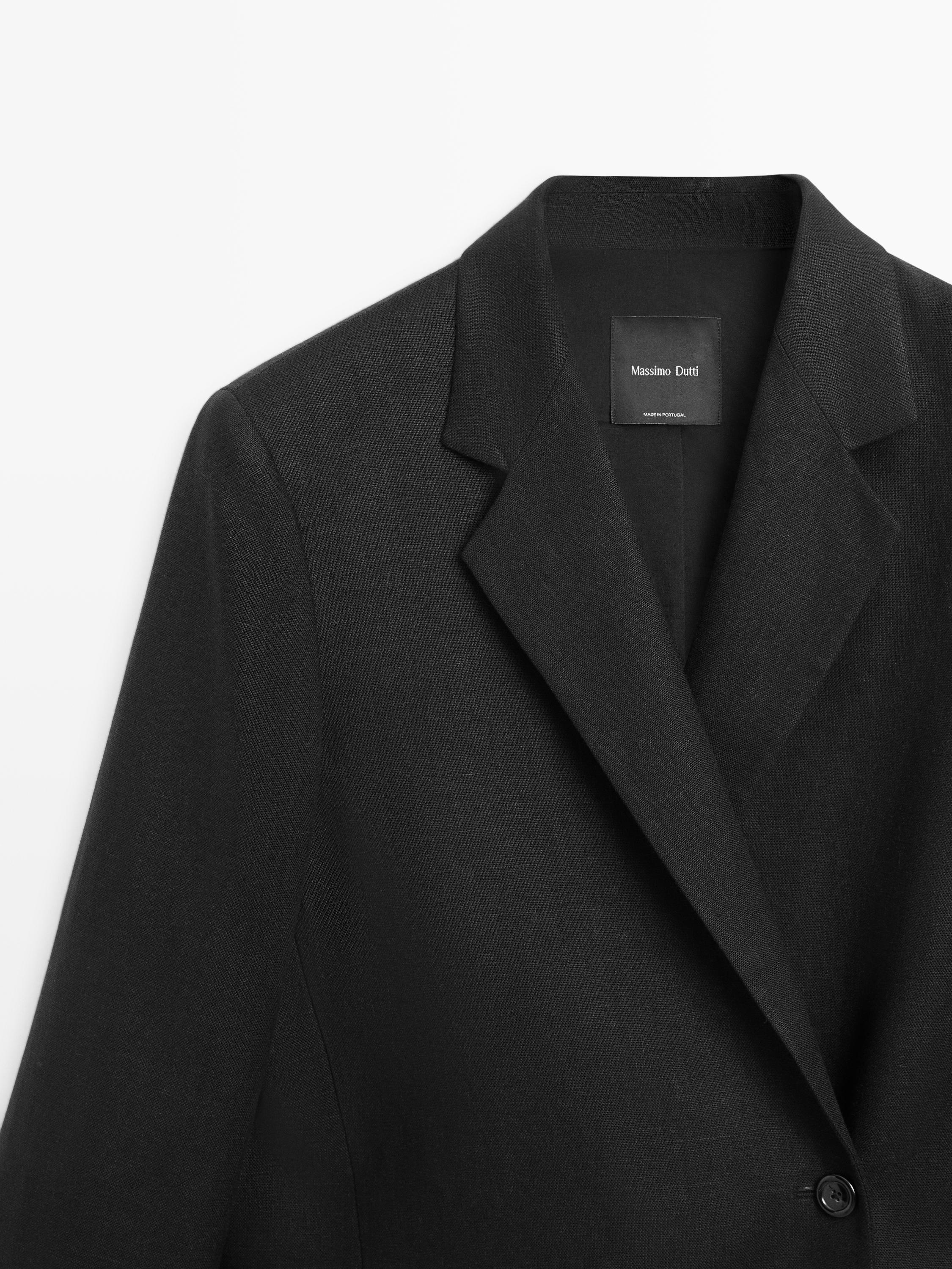 100% linen double-breasted blazer