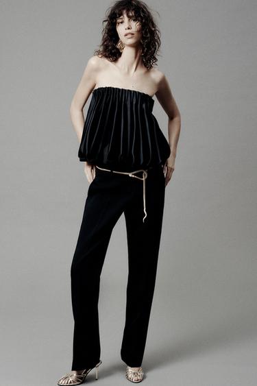 TOP I FRYRË PA RRIPA ZW COLLECTION - E zezë nga Zara