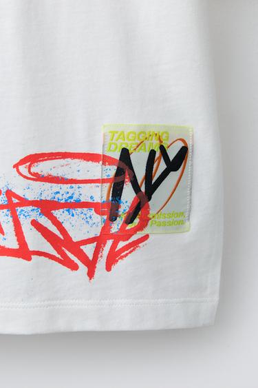 GRAFFITI PRINT T-SHIRT - White by Zara - Image 3