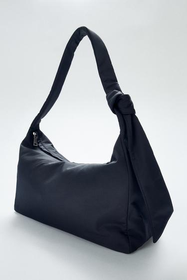 KNOTTED NYLON BUCKET BAG - Black by Zara