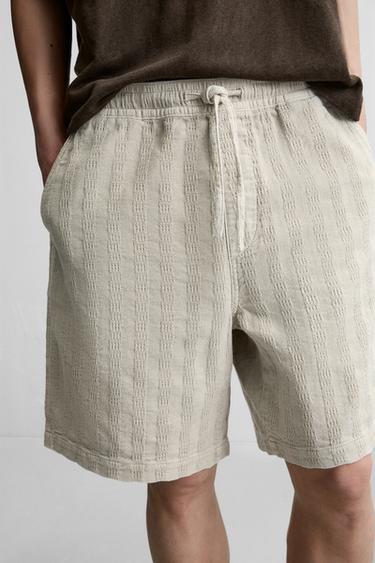STRIPED JACQUARD BERMUDA SHORTS - Stone by Zara - Image 6