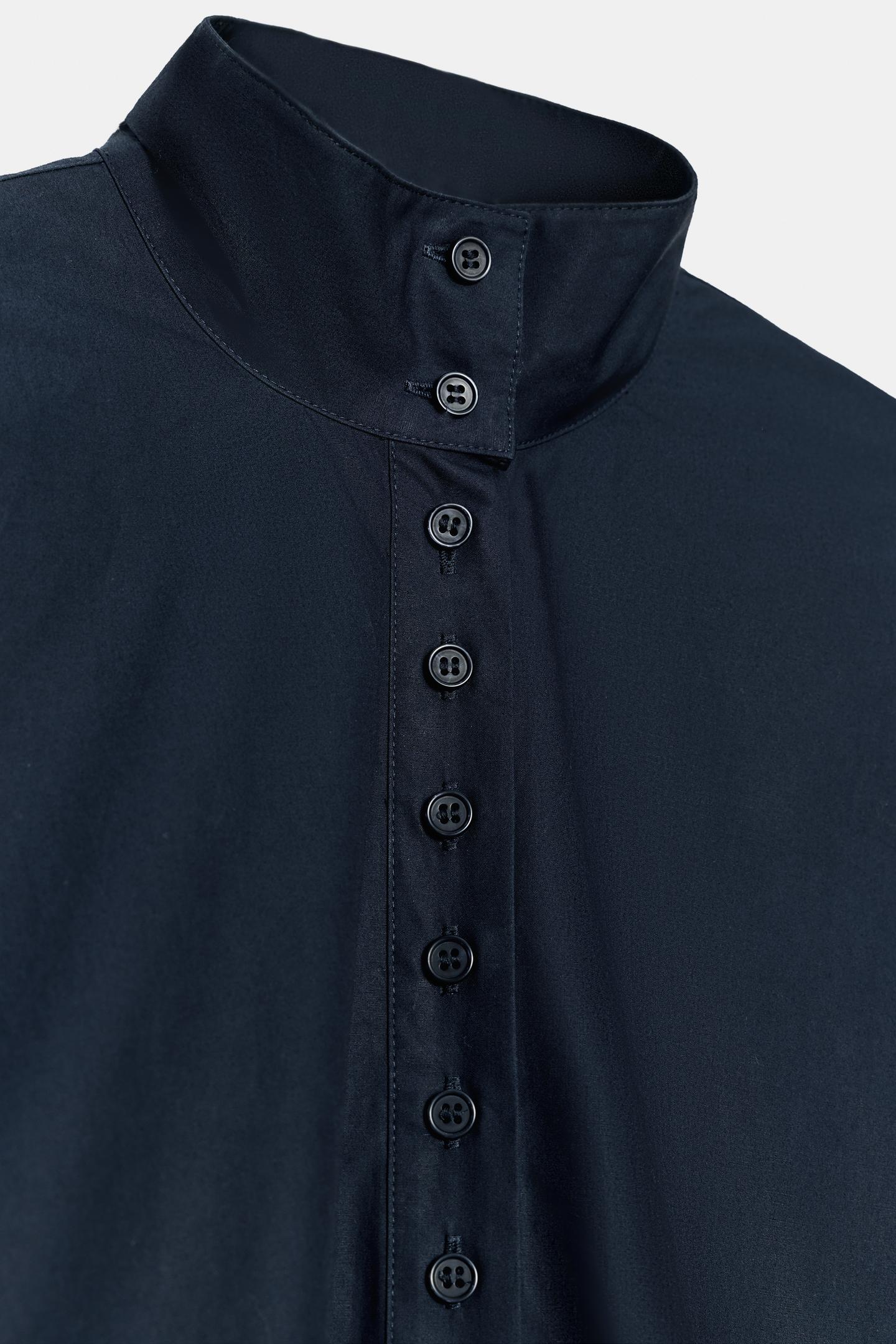Женская рубашка Zara ZW Collection High Neck, цвет: Тёмно-синий — фото 9