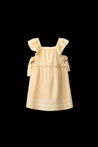 KLEID MIT SCHLEIFEN UND SPITZENKANTE - Gelb von Zara