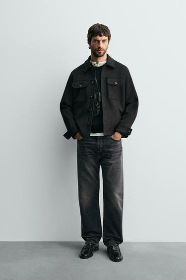 FAUX SUEDE OVERSHIRT - Black by Zara