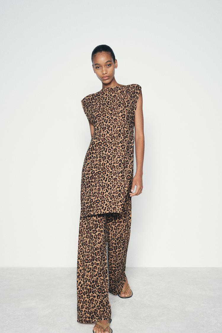 Animal Vestido Drapeado Estampado Zara Animal Print Zara Vestidos - Main Image