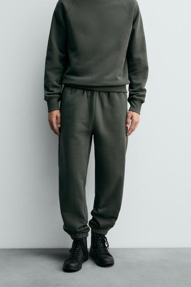 REGULAR FIT WELT JOGGERS - Mid-green by Zara